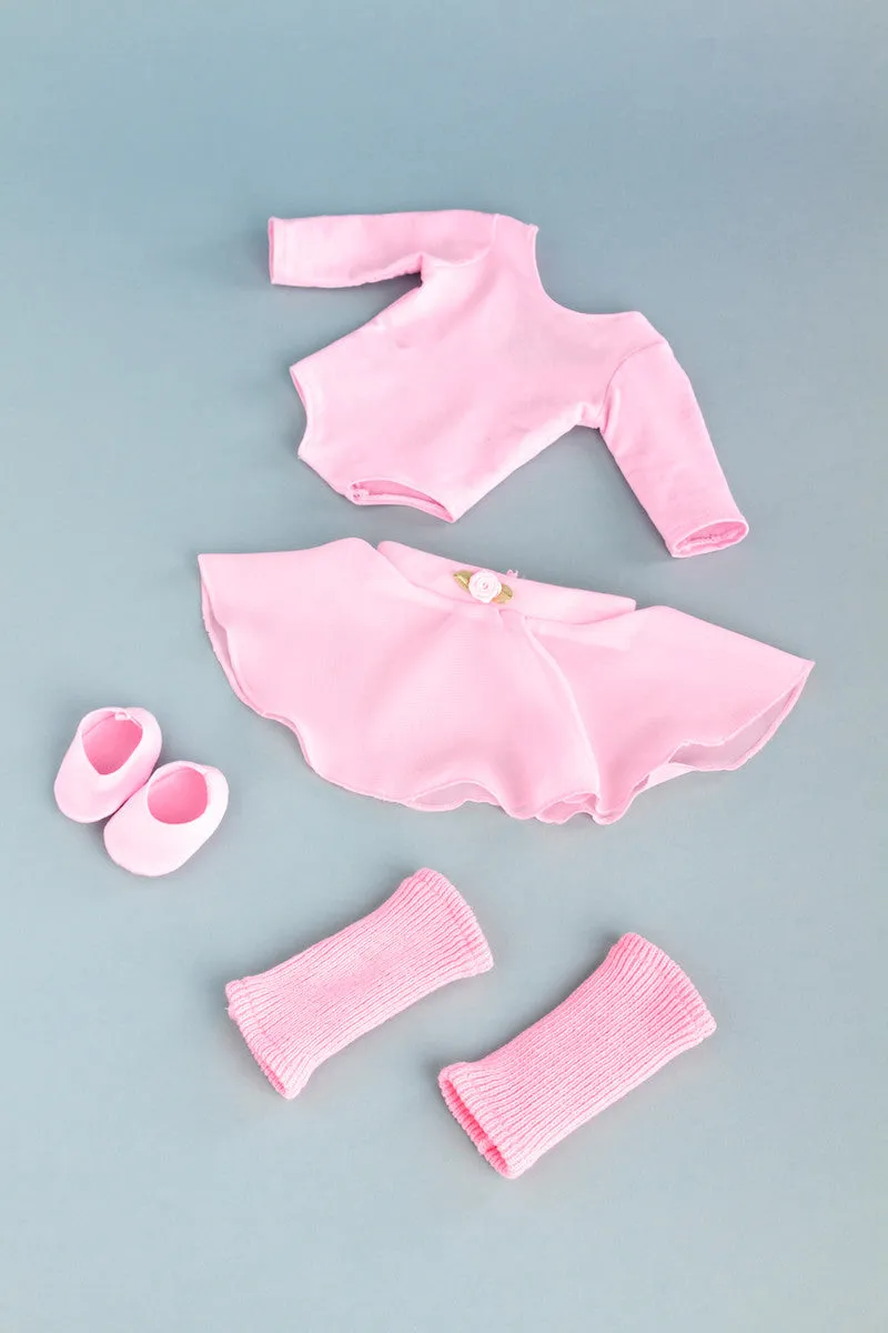 Practice Time - Clothes for 18 inch Doll - Ballet Outfit includes Pink Leotard and Skirt, Leg Warmers and Ballet Slippers