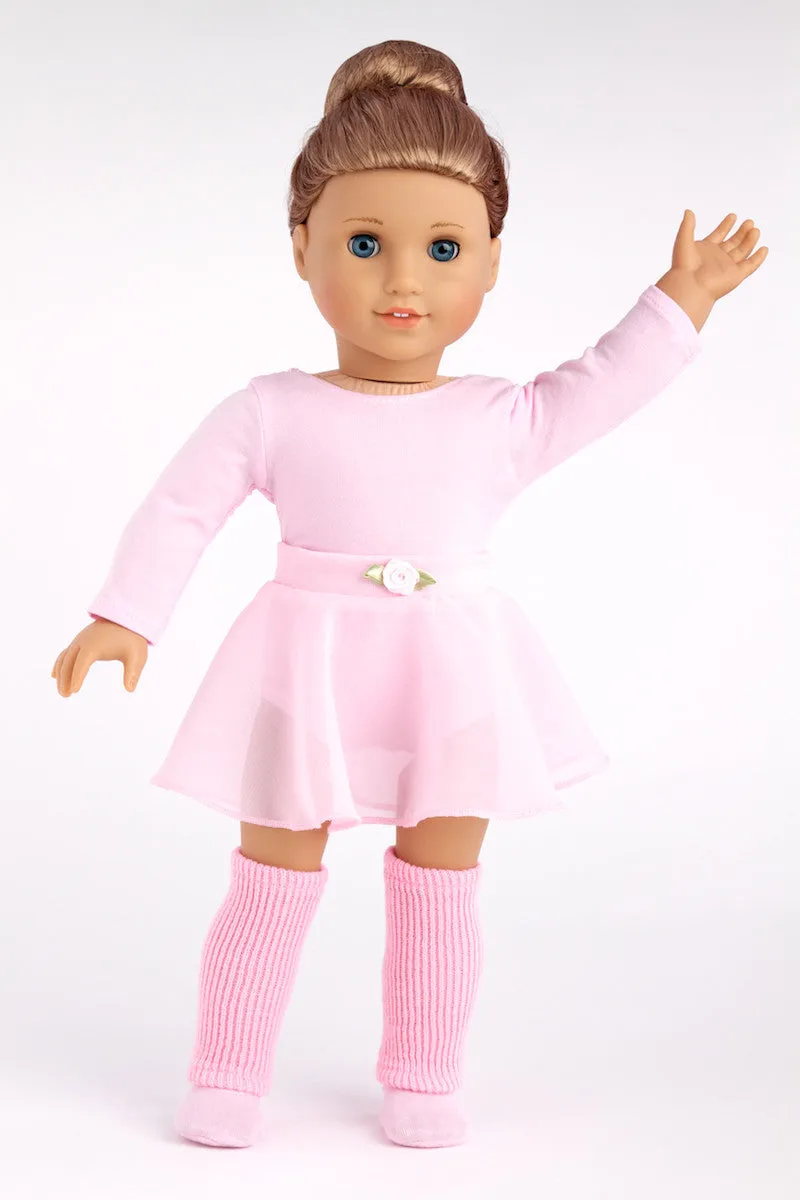 Practice Time - Clothes for 18 inch Doll - Ballet Outfit includes Pink Leotard and Skirt, Leg Warmers and Ballet Slippers