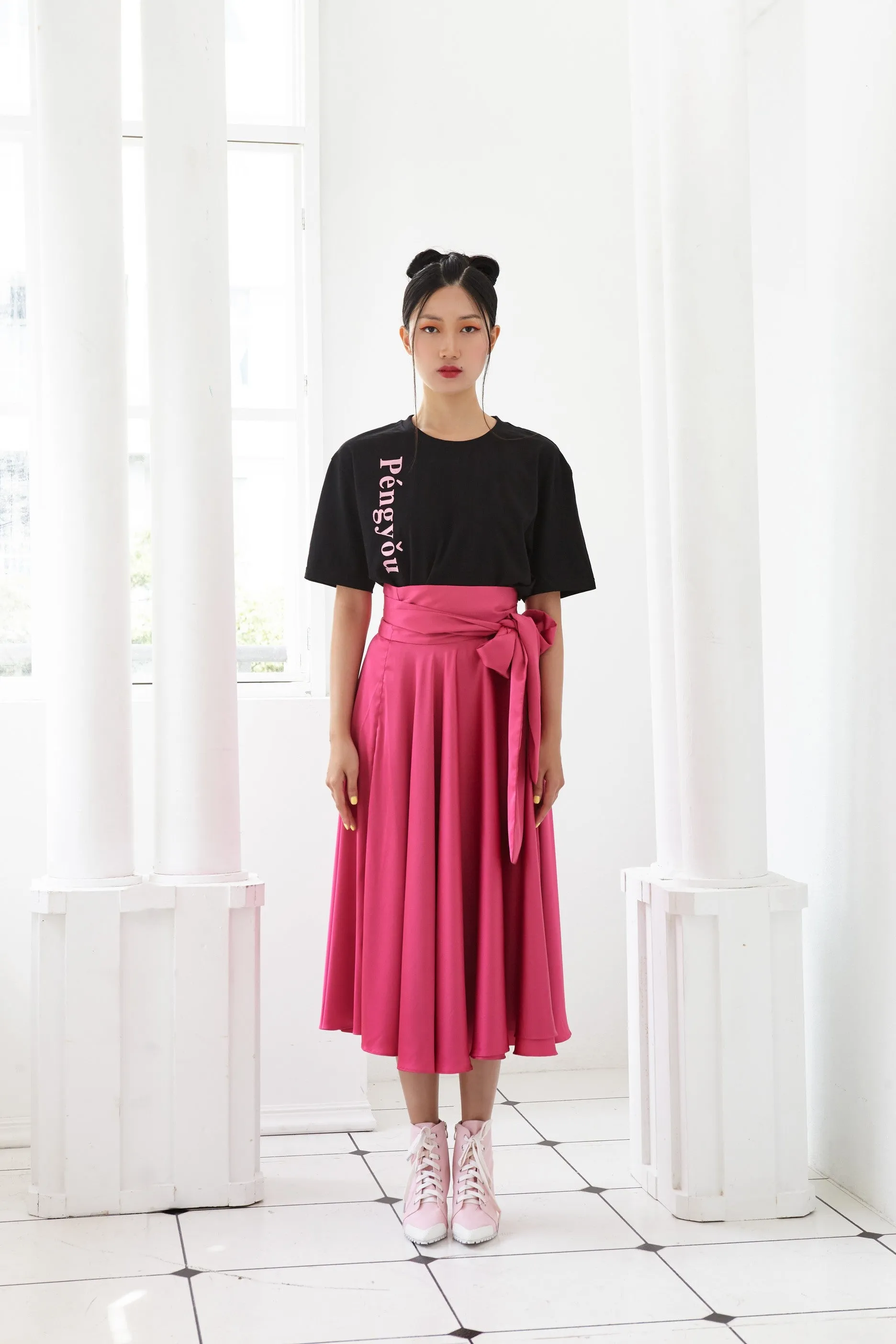 Pre- Order PINK SATIN - WRAP SKIRT - PINK