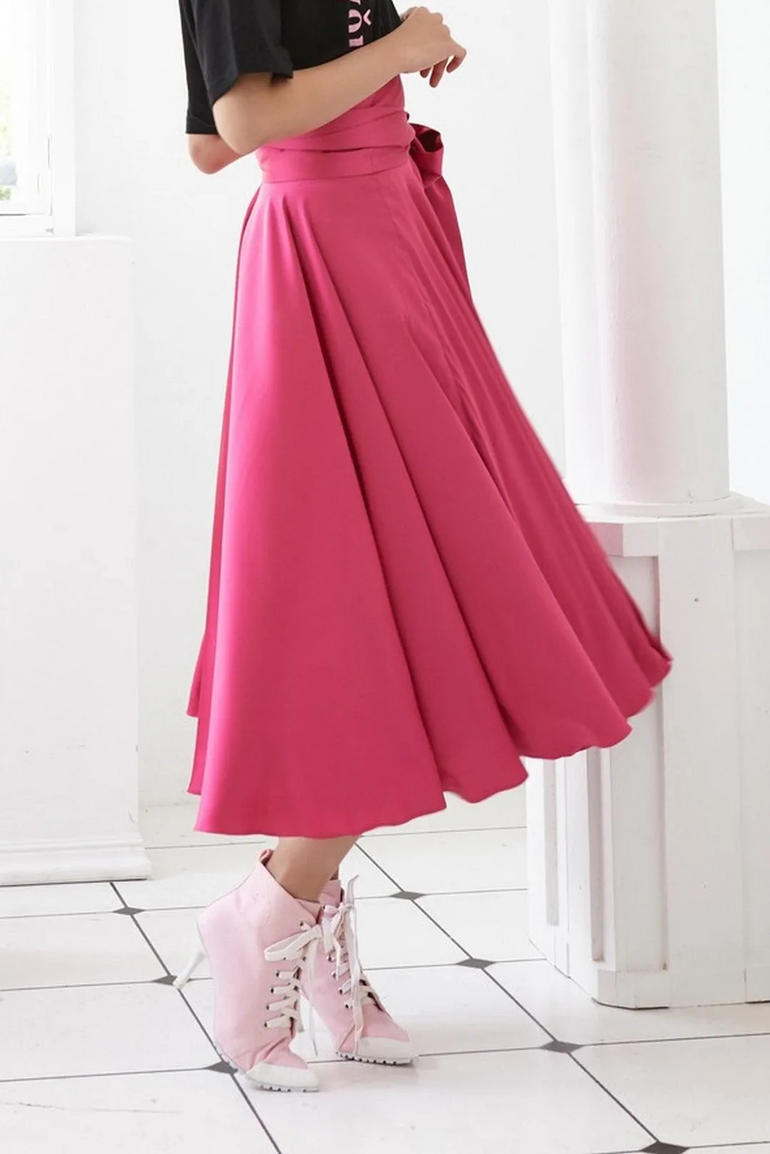 Pre- Order PINK SATIN - WRAP SKIRT - PINK