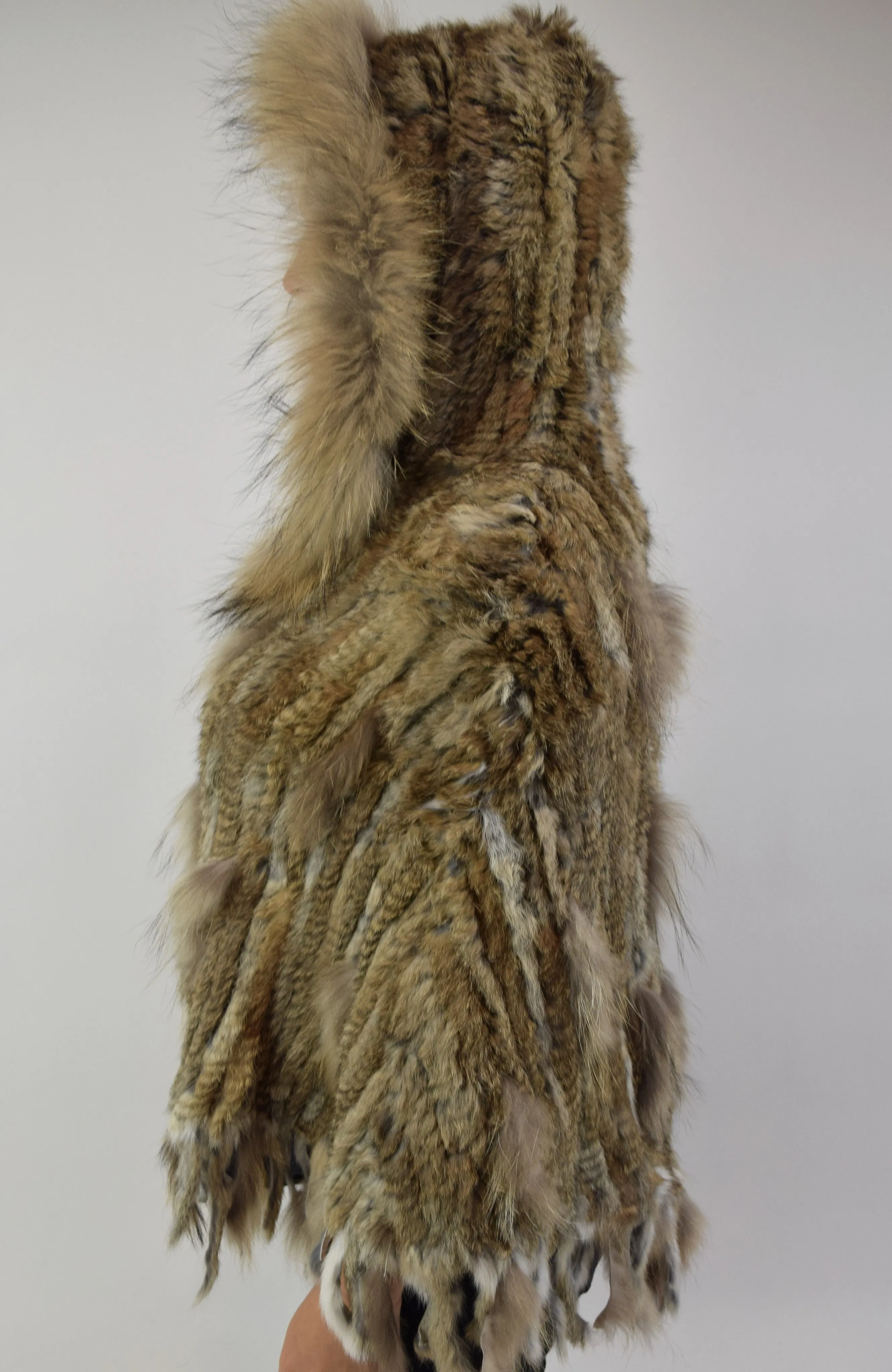 Rabbit & Raccoon Fur Poncho