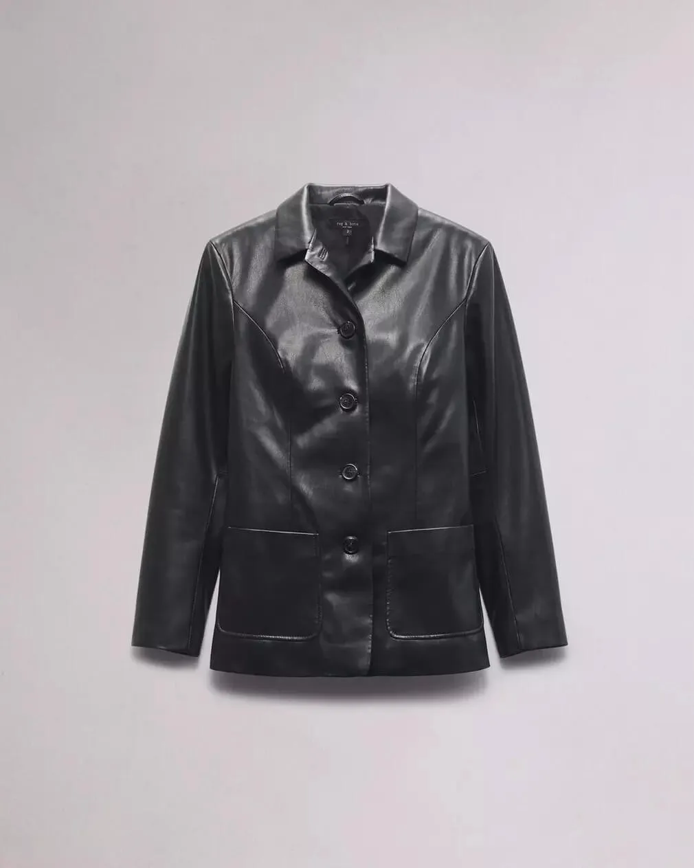 Rag & Bone - Drew Faux Leather Blazer in black