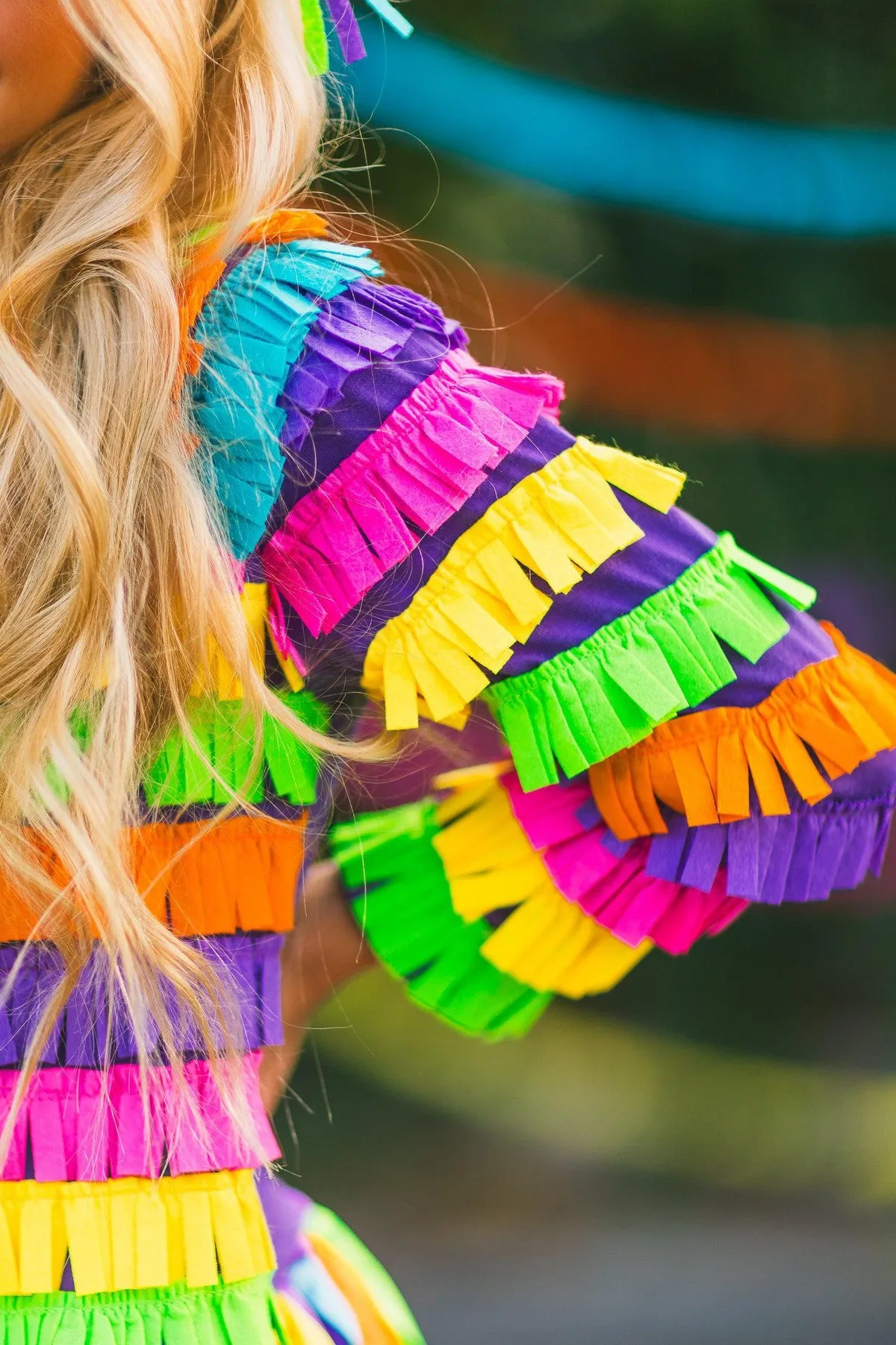 Rainbow Piñata Girl Costume 4 Piece Set