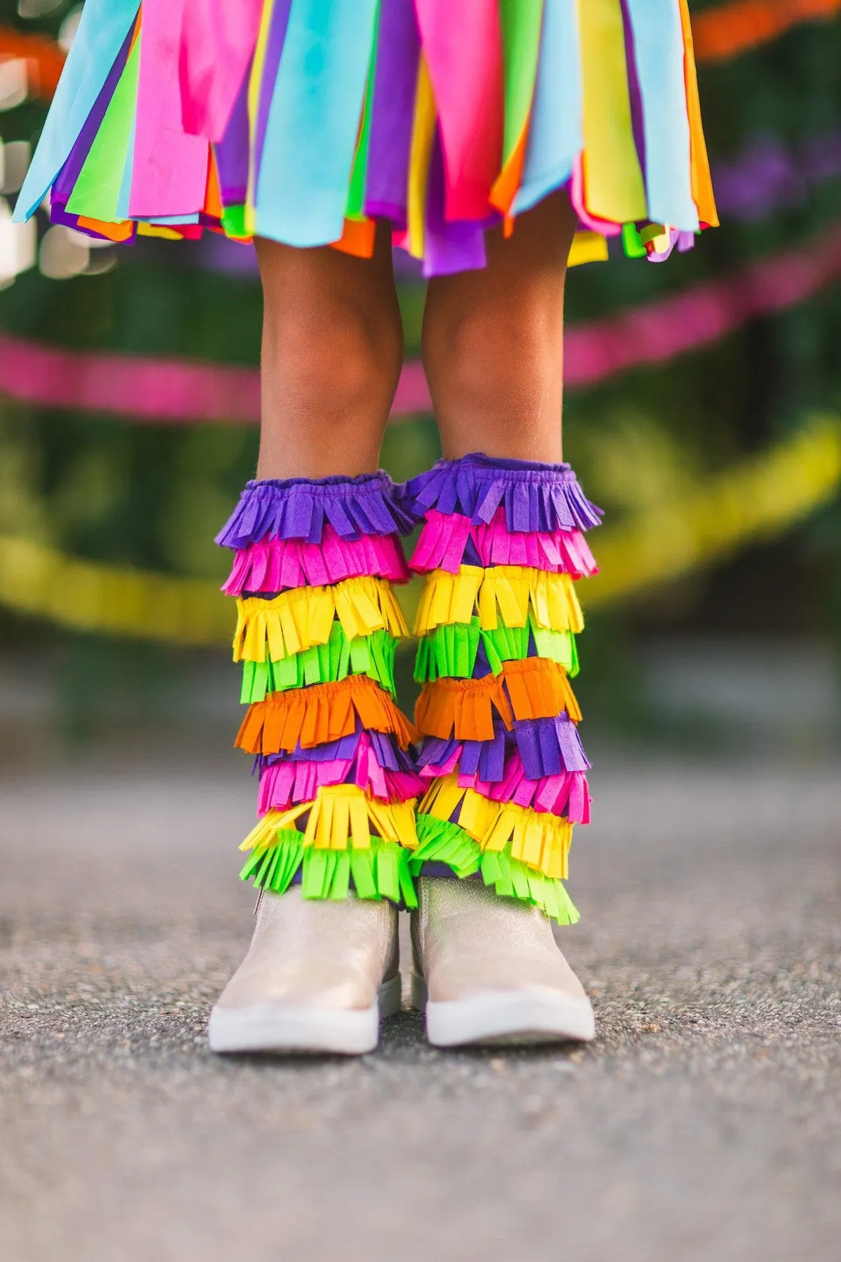 Rainbow Piñata Girl Costume 4 Piece Set