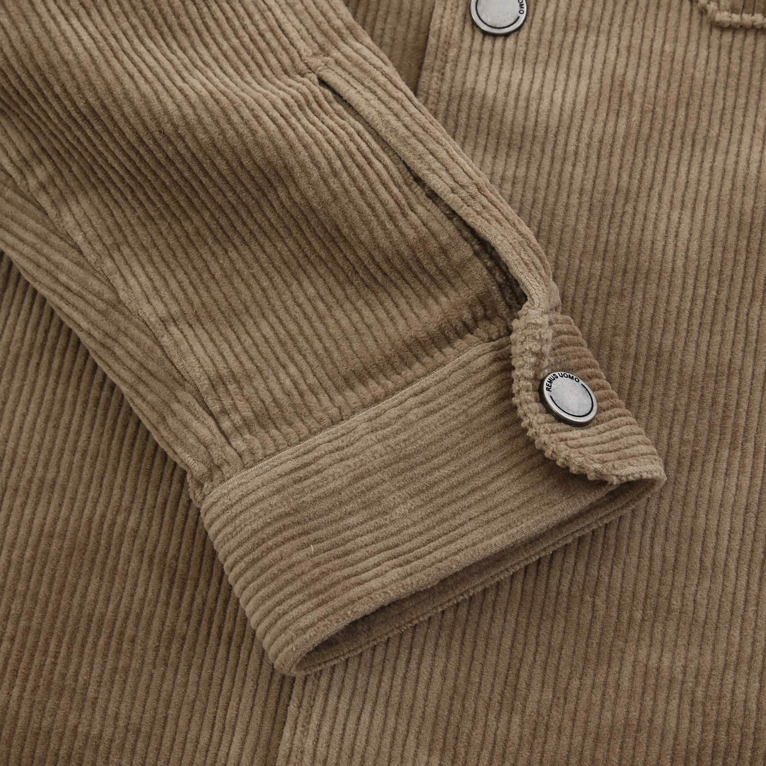 Remus Uomo Cord Shacket Overshirt in Beige