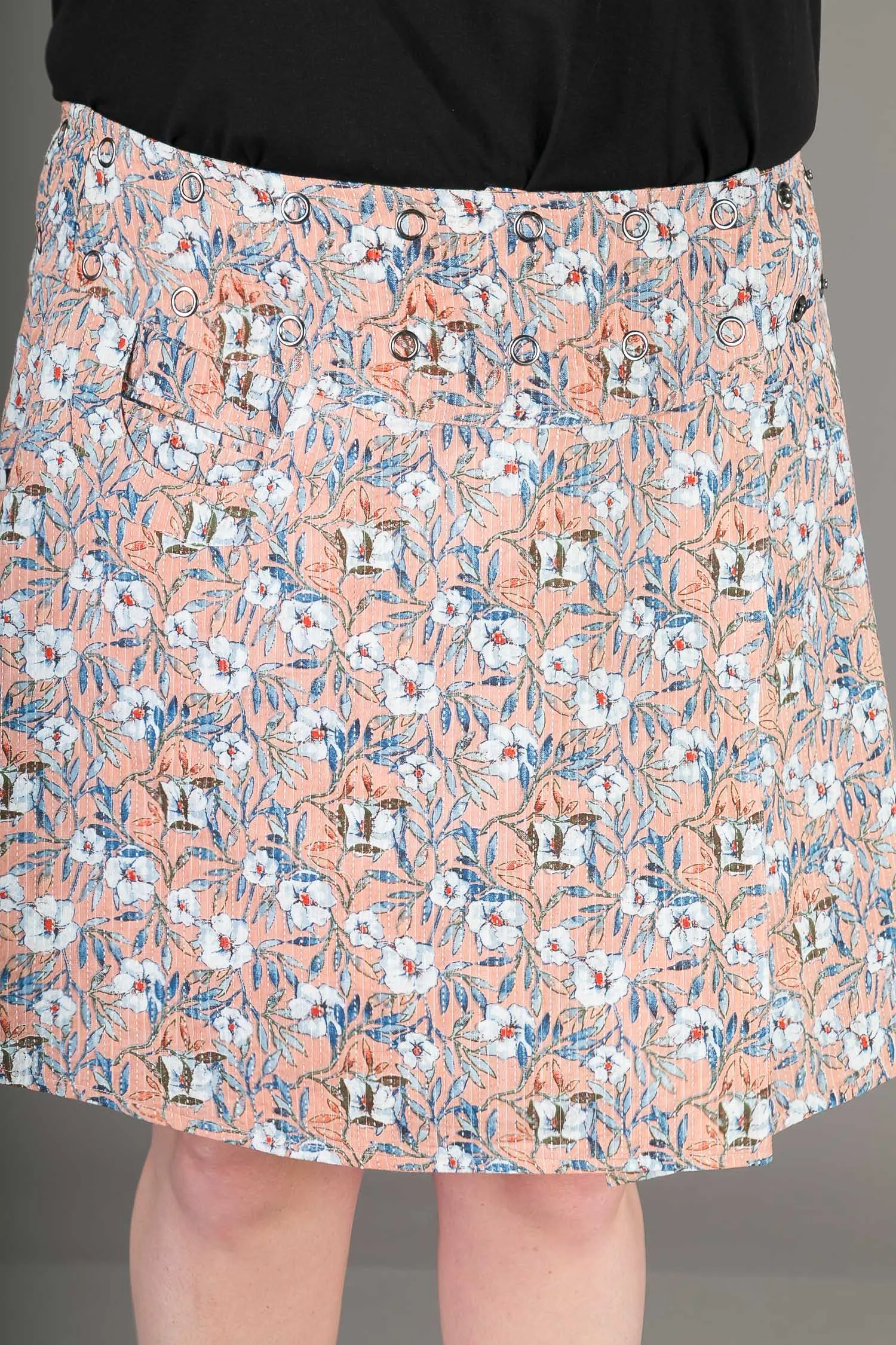 Reversible A Line Peach Blue Print with Pocket