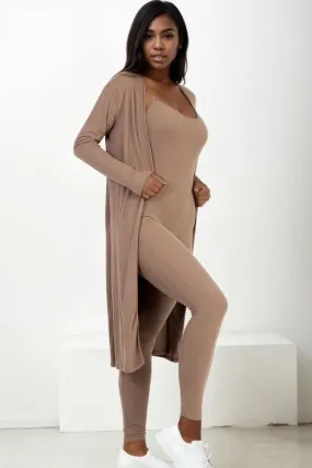 Ribbed Cardigan & Jumpsuit Set