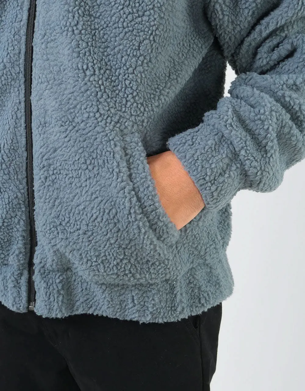 RIPNDIP Pill Reversible Sherpa Varsity Jacket - Solid Grey/Blue Dye