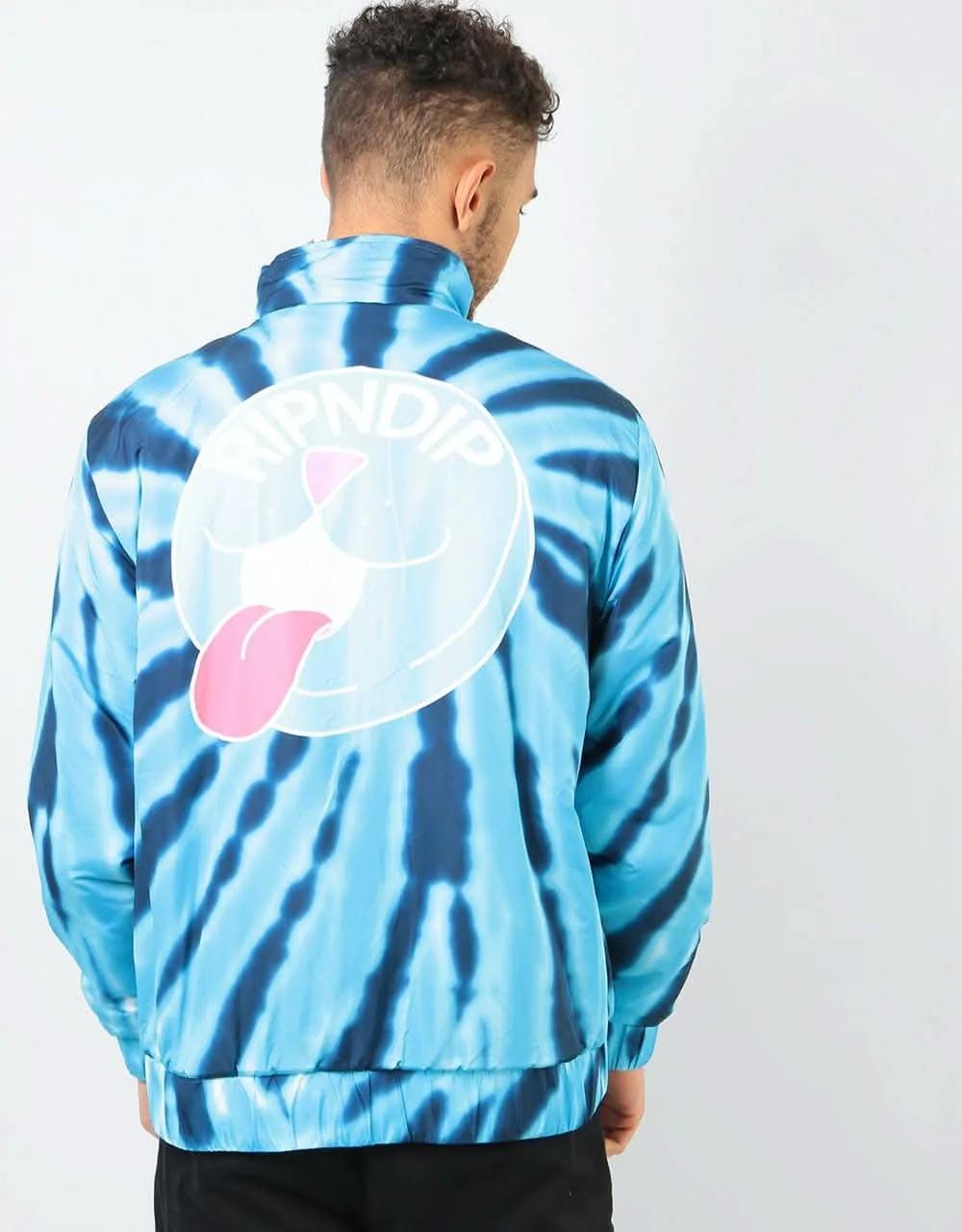 RIPNDIP Pill Reversible Sherpa Varsity Jacket - Solid Grey/Blue Dye