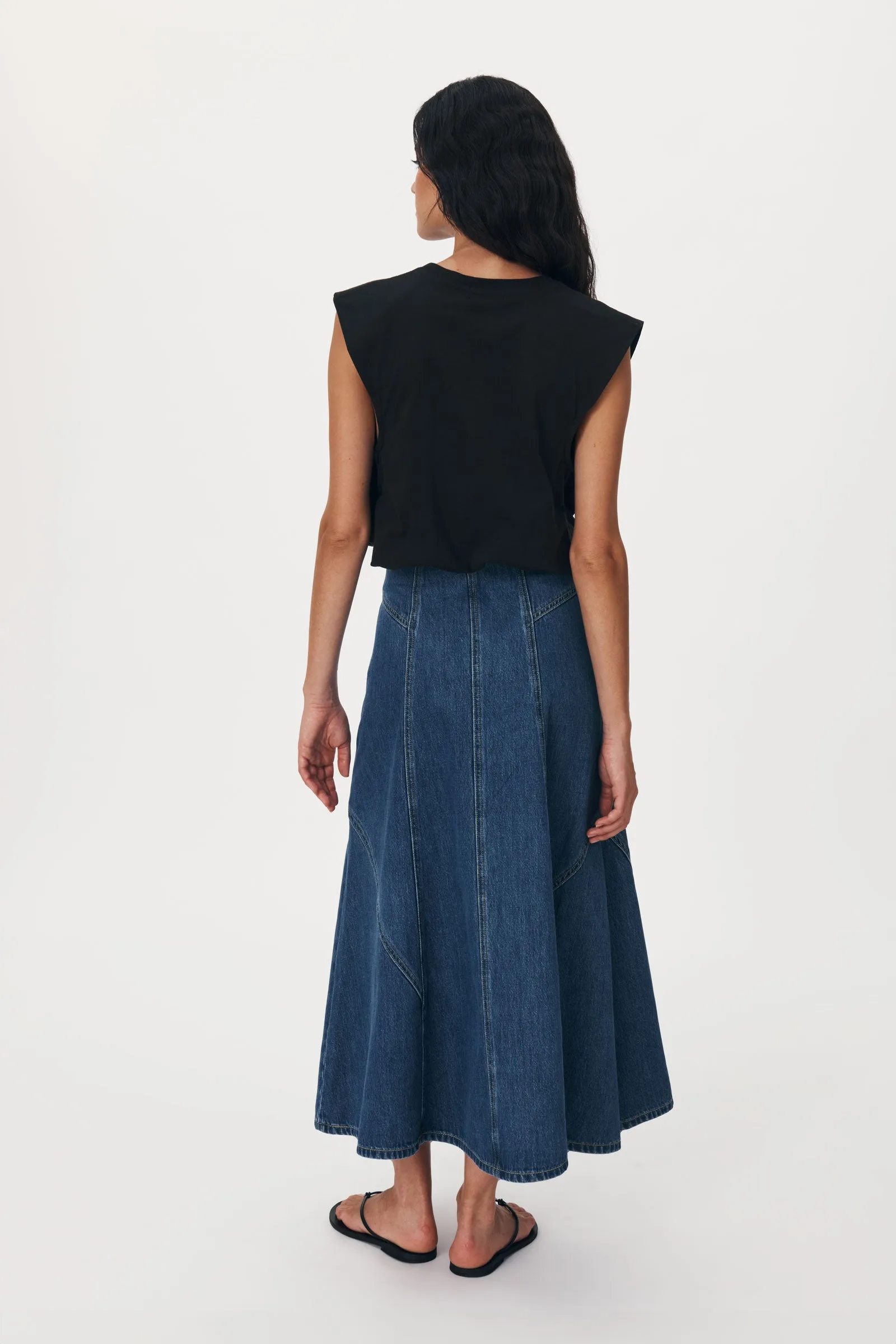 Rowie 'Jeanette Denim Midi Skirt' - Classic Denim