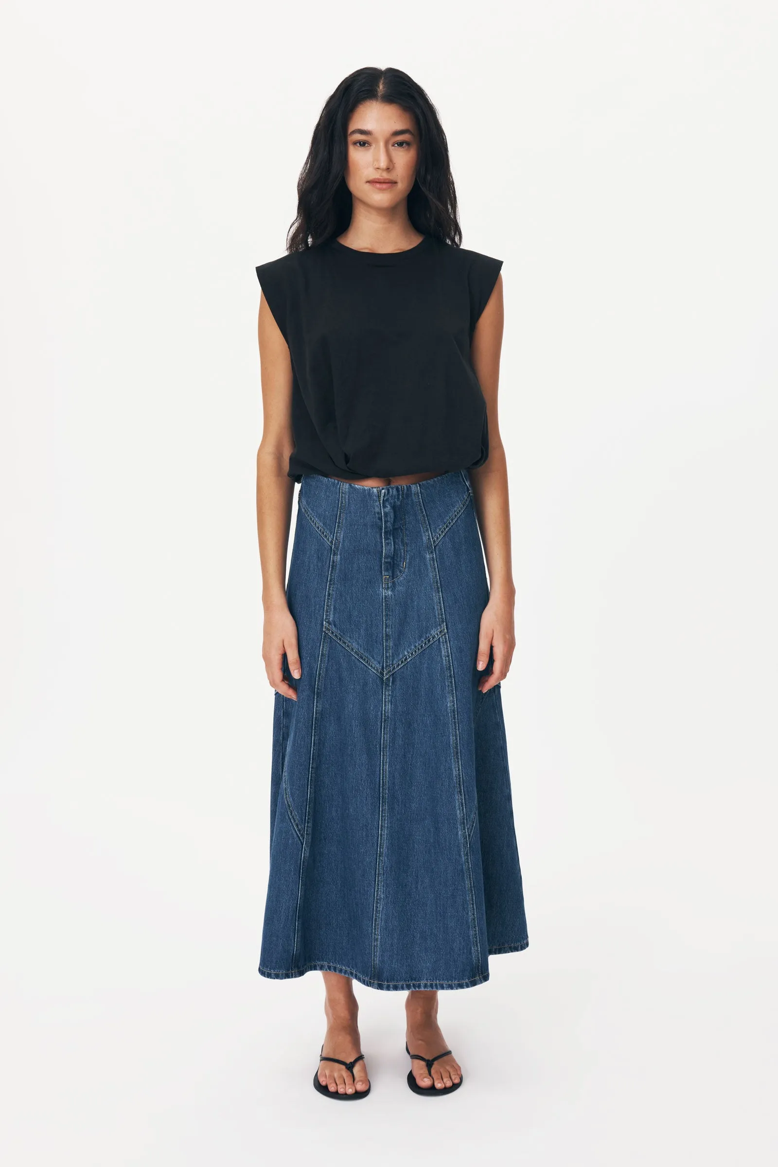 Rowie 'Jeanette Denim Midi Skirt' - Classic Denim