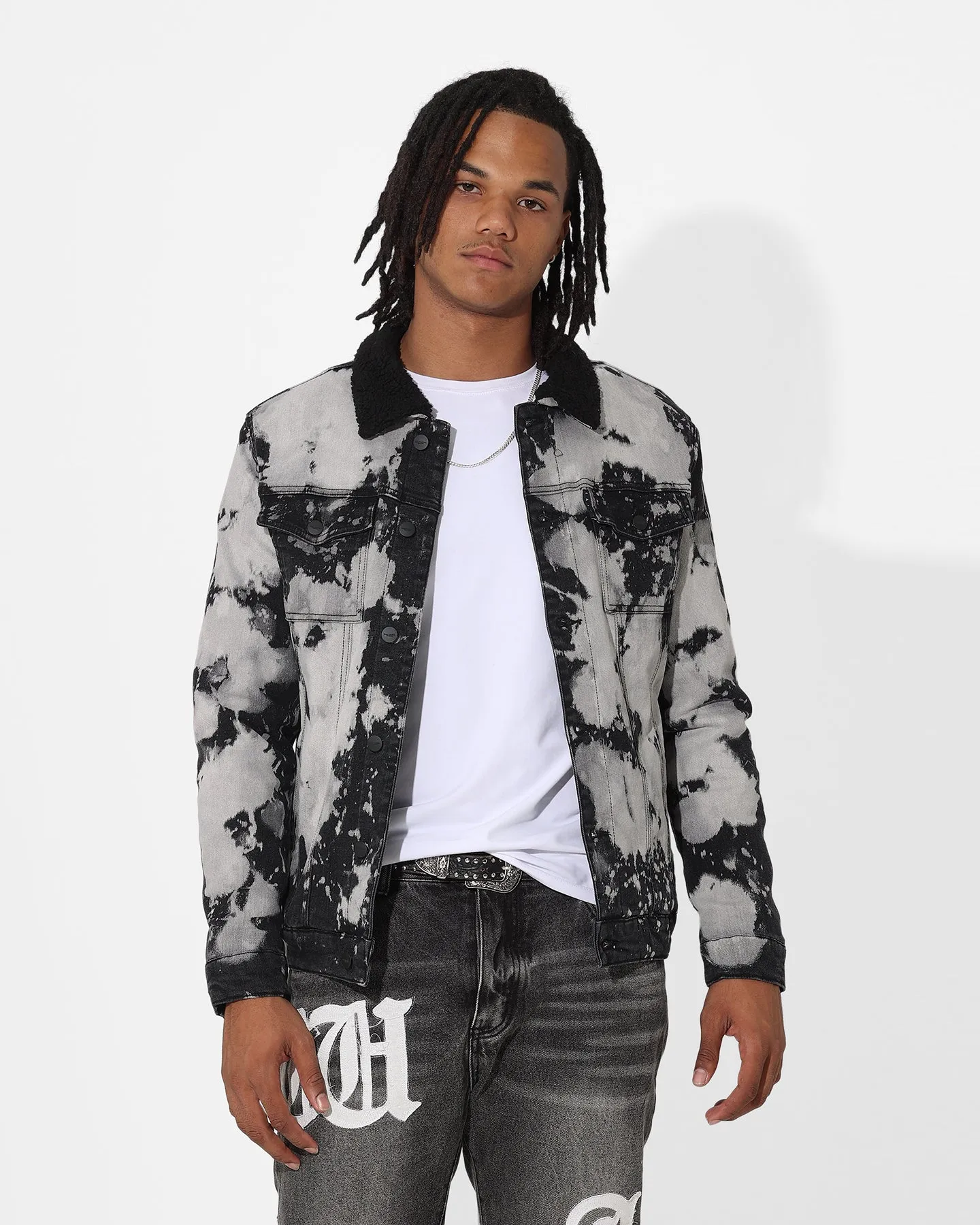 Saint Morta Splat Sherpa Jacket Black/Grey