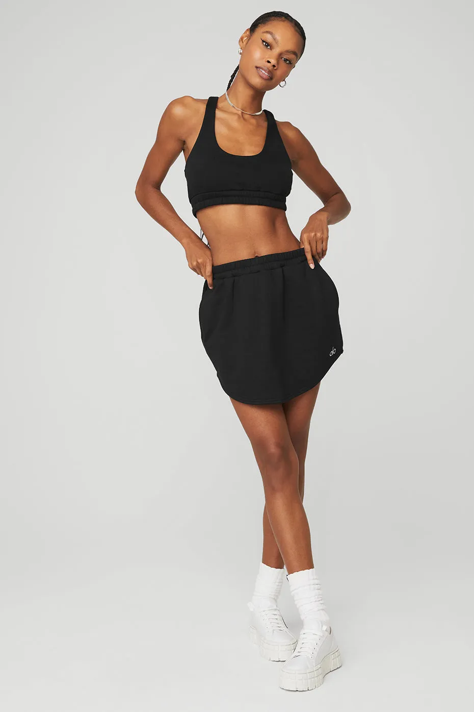 Scoop Neck Sweatshirt Bra & High-Waist Accolade Skirt