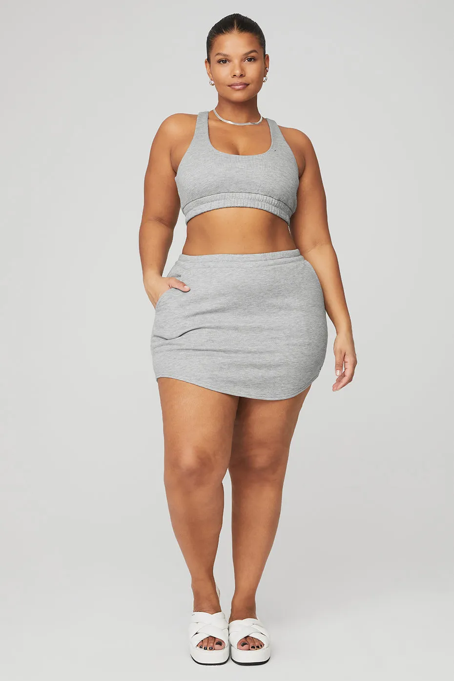 Scoop Neck Sweatshirt Bra & High-Waist Accolade Skirt