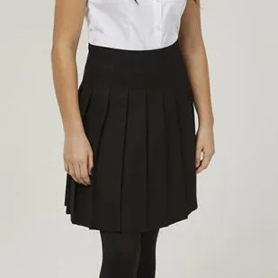 Senior Black Stitch Down Pleat Skirt