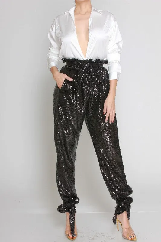 Sequins High Waist Pants