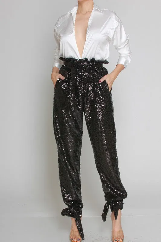 Sequins High Waist Pants