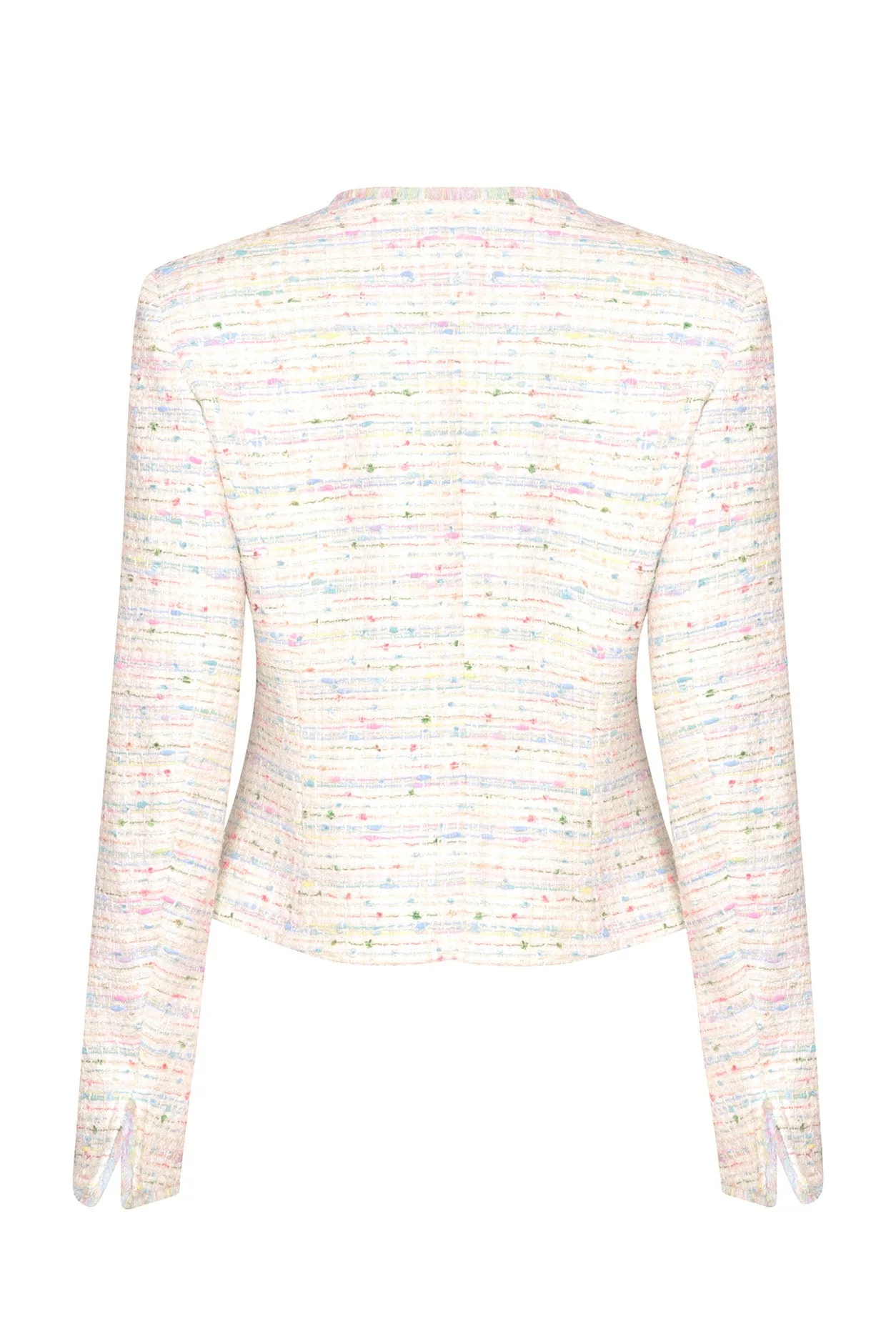 Short Tweed Edge-to-Edge Jacket in Pastel Colours - Gina