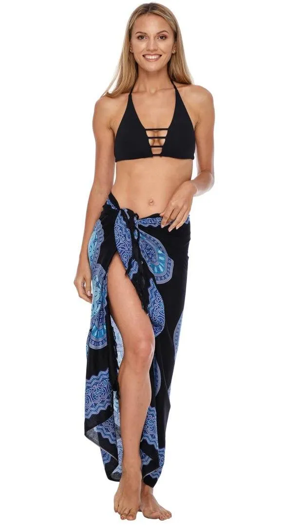 SHU-SHI Womens Beach Swimsuit Cover Up Flower Sarong Wrap with Coconut Clip