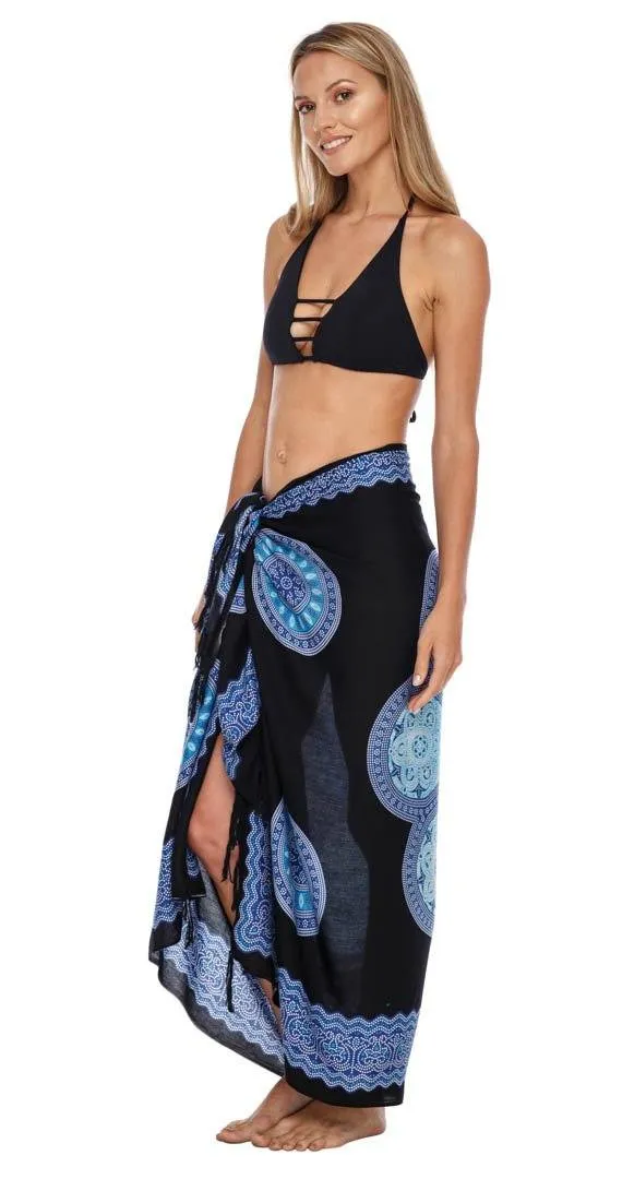 SHU-SHI Womens Beach Swimsuit Cover Up Flower Sarong Wrap with Coconut Clip