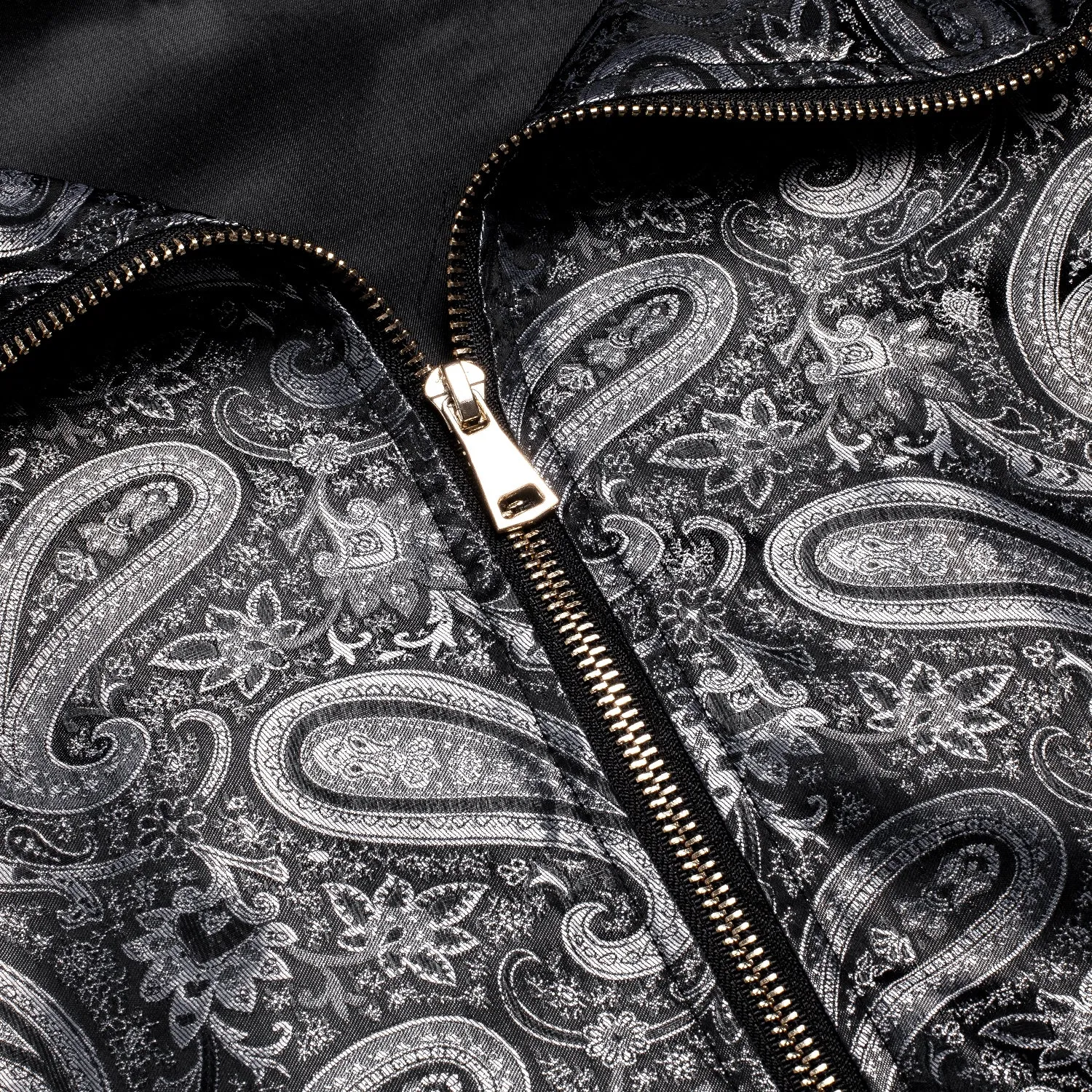 Silver Black Paisley Men's Zipper Thin Jacket