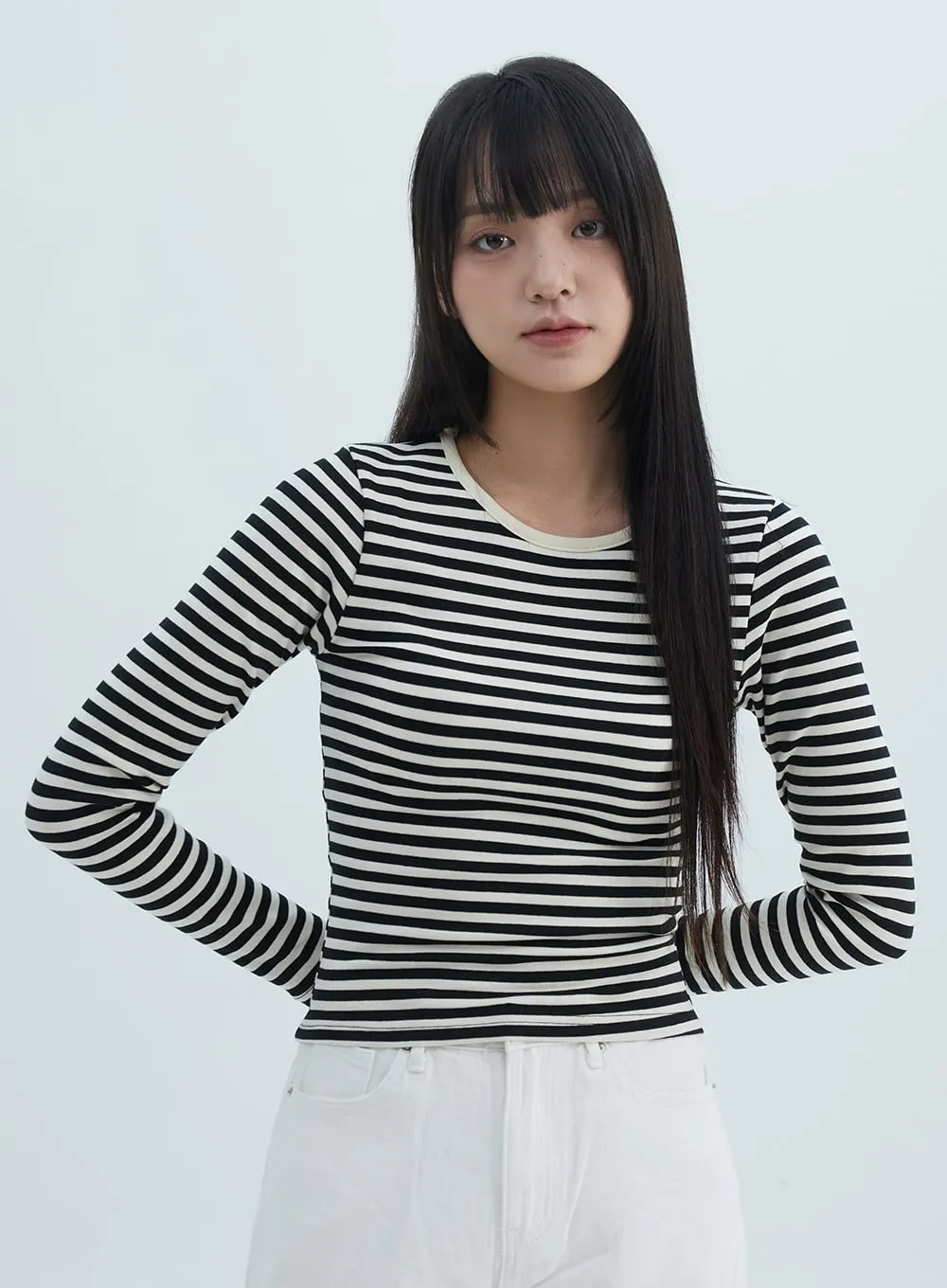 Slim Fit Striped Long Sleeve Top ON309