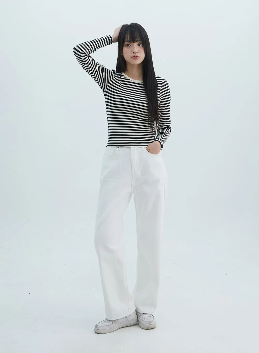 Slim Fit Striped Long Sleeve Top ON309