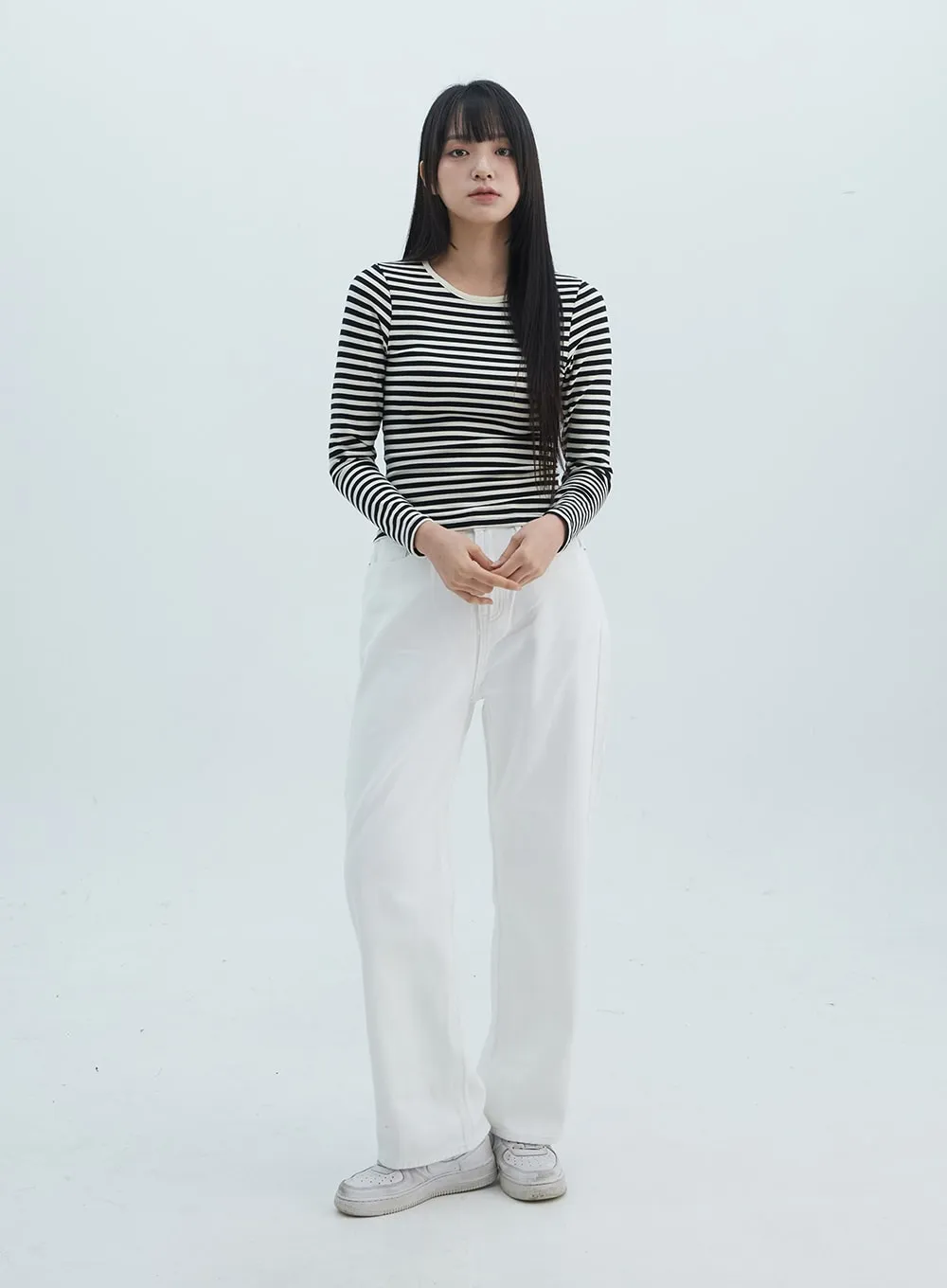 Slim Fit Striped Long Sleeve Top ON309