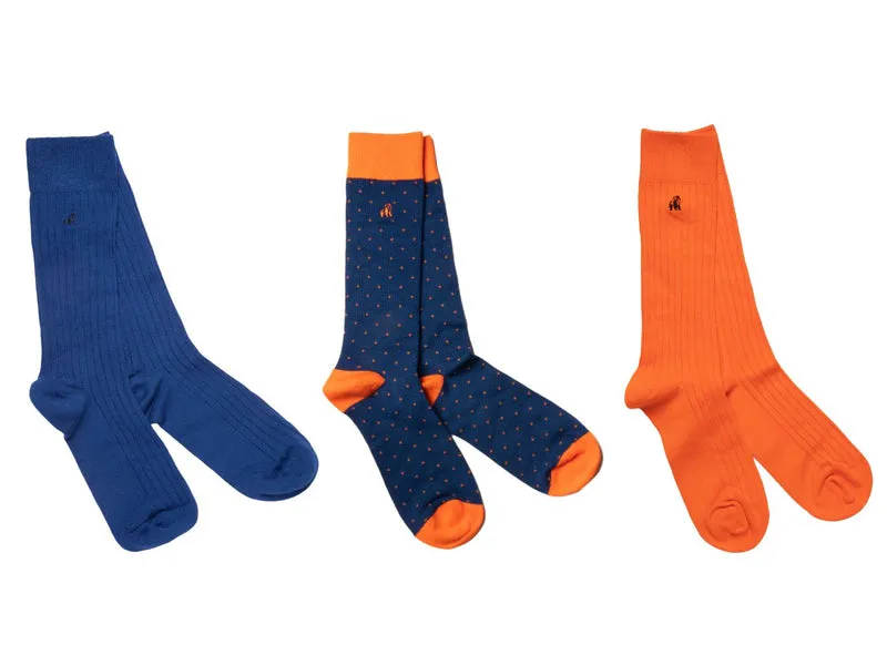 Spotted Blue Sock Box - 3 Pairs Bamboo Socks