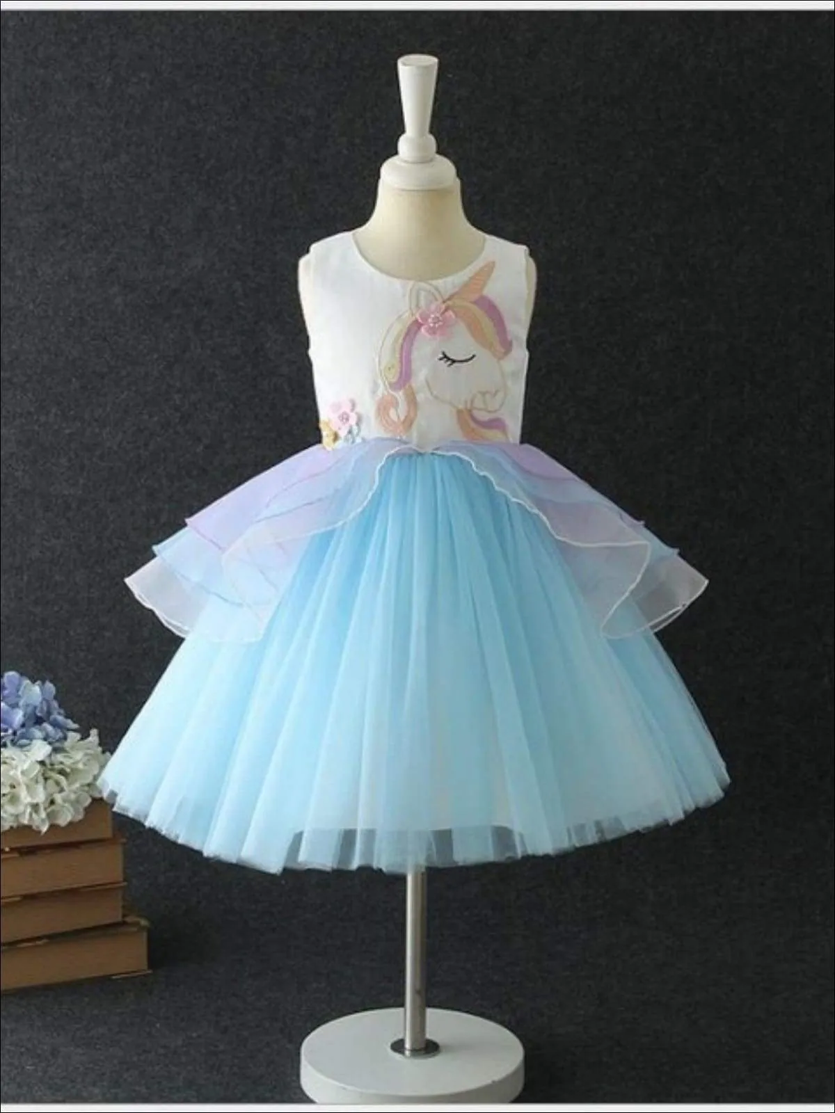 Spring Unicorn Tiered Ruffle Tutu Dress