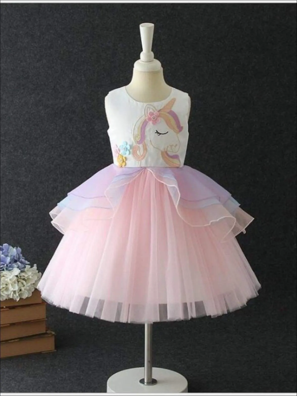 Spring Unicorn Tiered Ruffle Tutu Dress