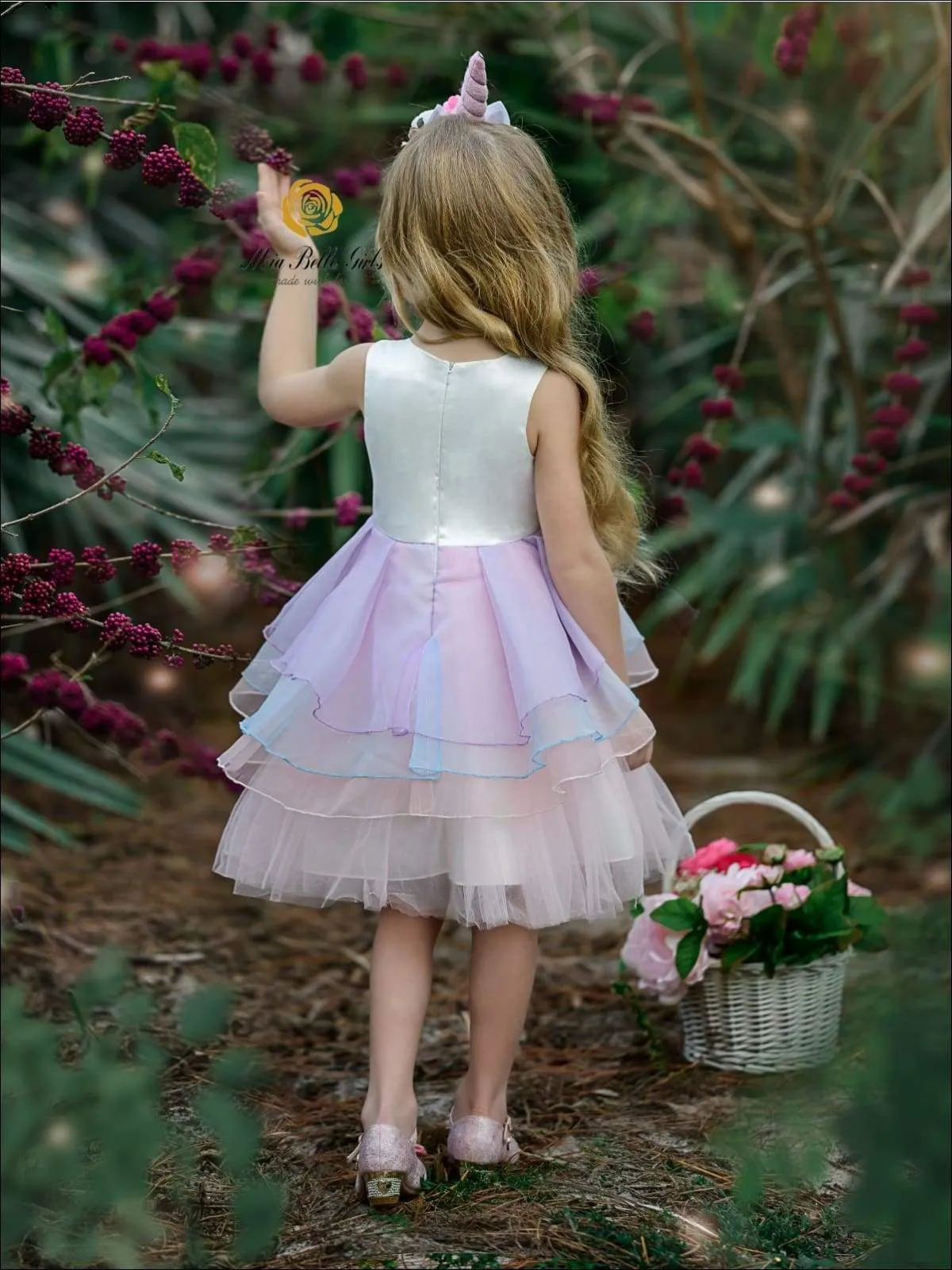 Spring Unicorn Tiered Ruffle Tutu Dress