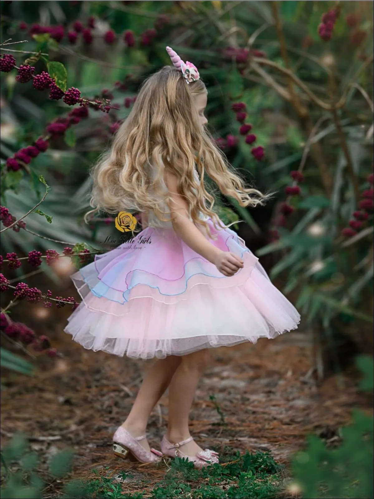 Spring Unicorn Tiered Ruffle Tutu Dress