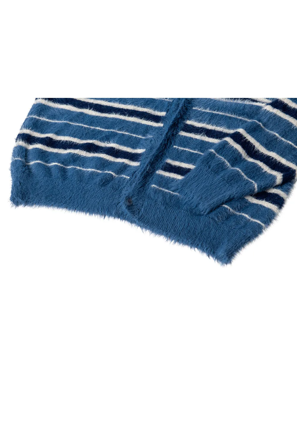 Stripe brushed cardigan blue