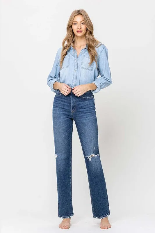 Super High Rise Straight Leg Jeans