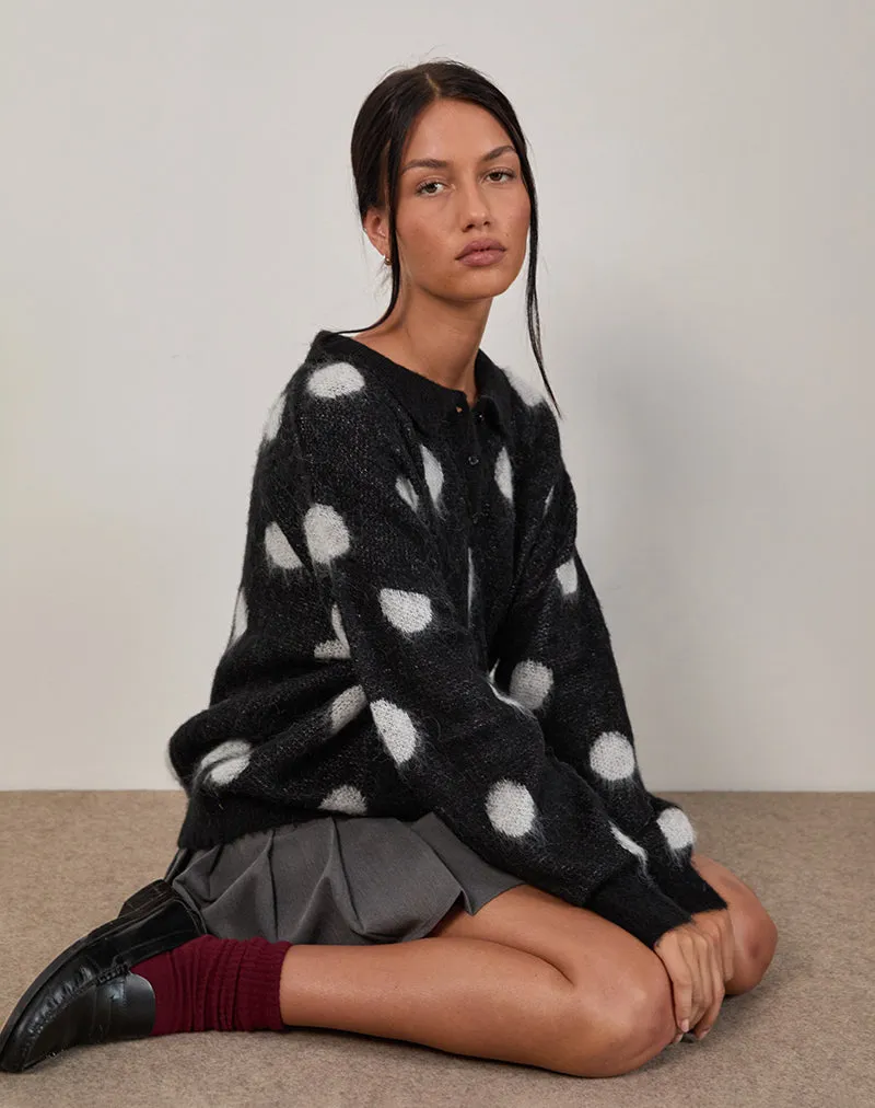 Tamika Oversized Jumper in Polka Black