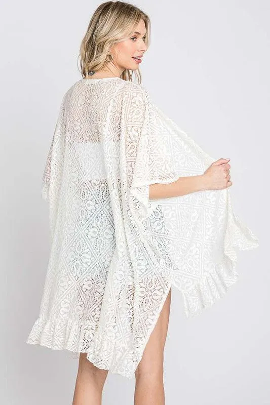 TEEK - LACE OVER SIZE RUFFLE KIMONO