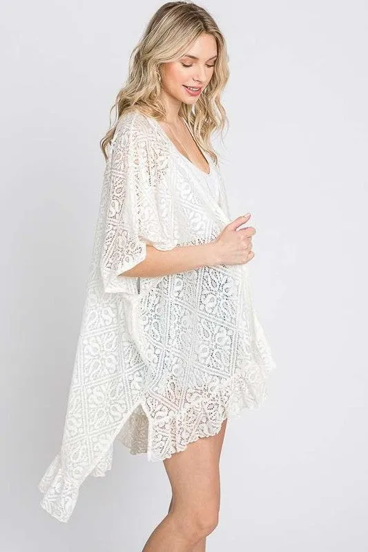 TEEK - LACE OVER SIZE RUFFLE KIMONO