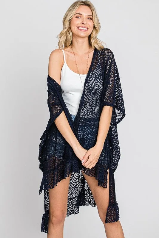 TEEK - LACE OVER SIZE RUFFLE KIMONO