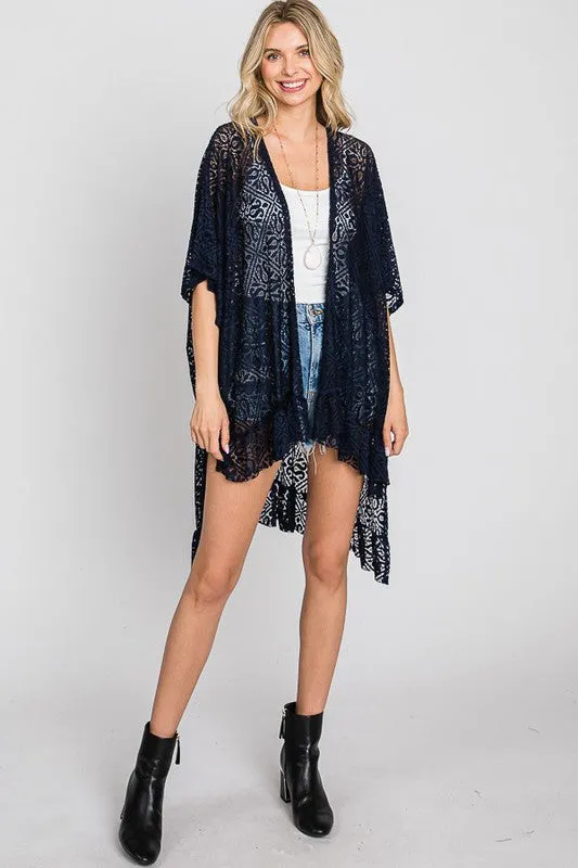 TEEK - LACE OVER SIZE RUFFLE KIMONO