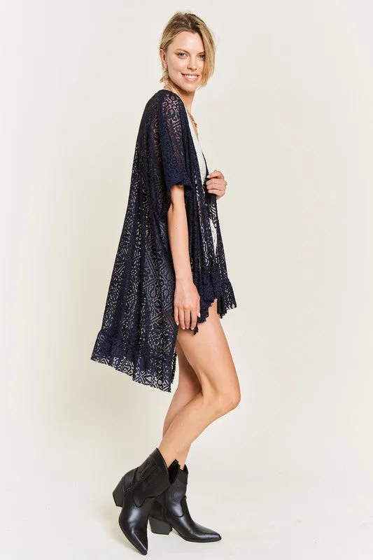 TEEK - LACE OVER SIZE RUFFLE KIMONO