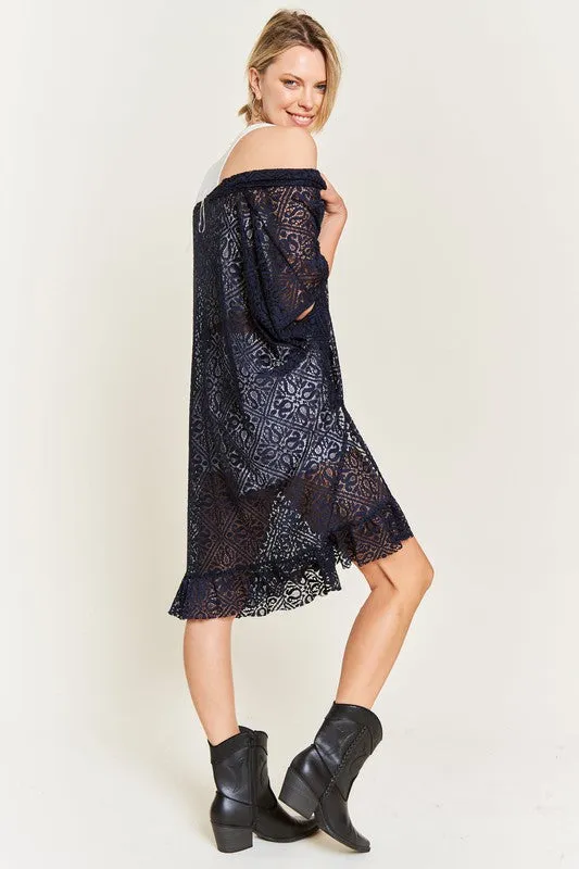 TEEK - LACE OVER SIZE RUFFLE KIMONO