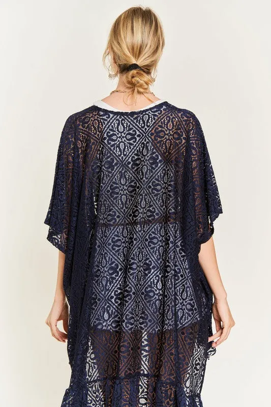 TEEK - LACE OVER SIZE RUFFLE KIMONO