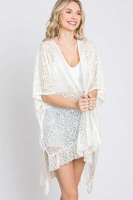 TEEK - LACE OVER SIZE RUFFLE KIMONO