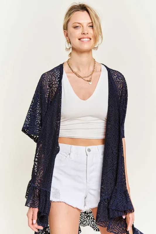 TEEK - LACE OVER SIZE RUFFLE KIMONO