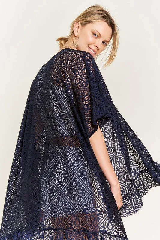 TEEK - LACE OVER SIZE RUFFLE KIMONO