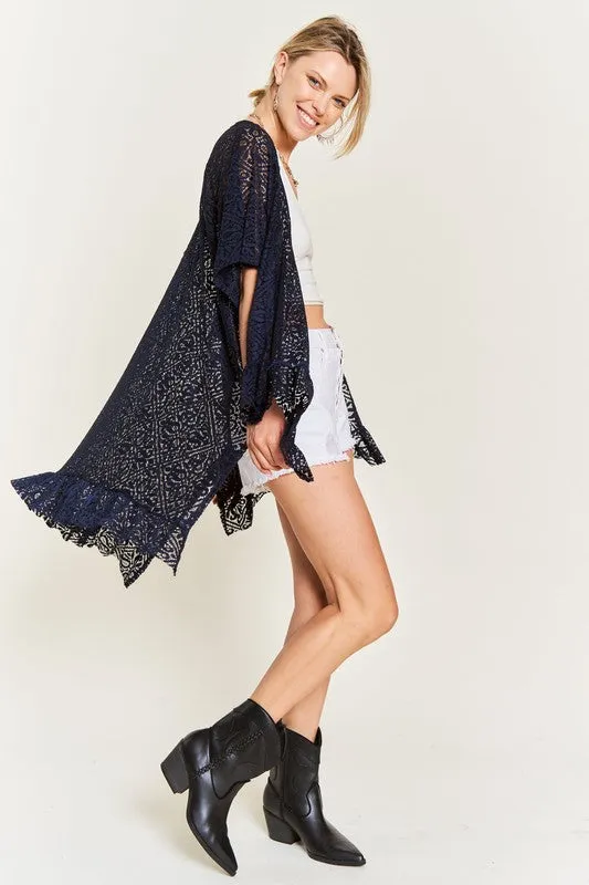 TEEK - LACE OVER SIZE RUFFLE KIMONO