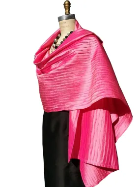 Thai Silk Pintuck Pleated Shawl Precious Pink