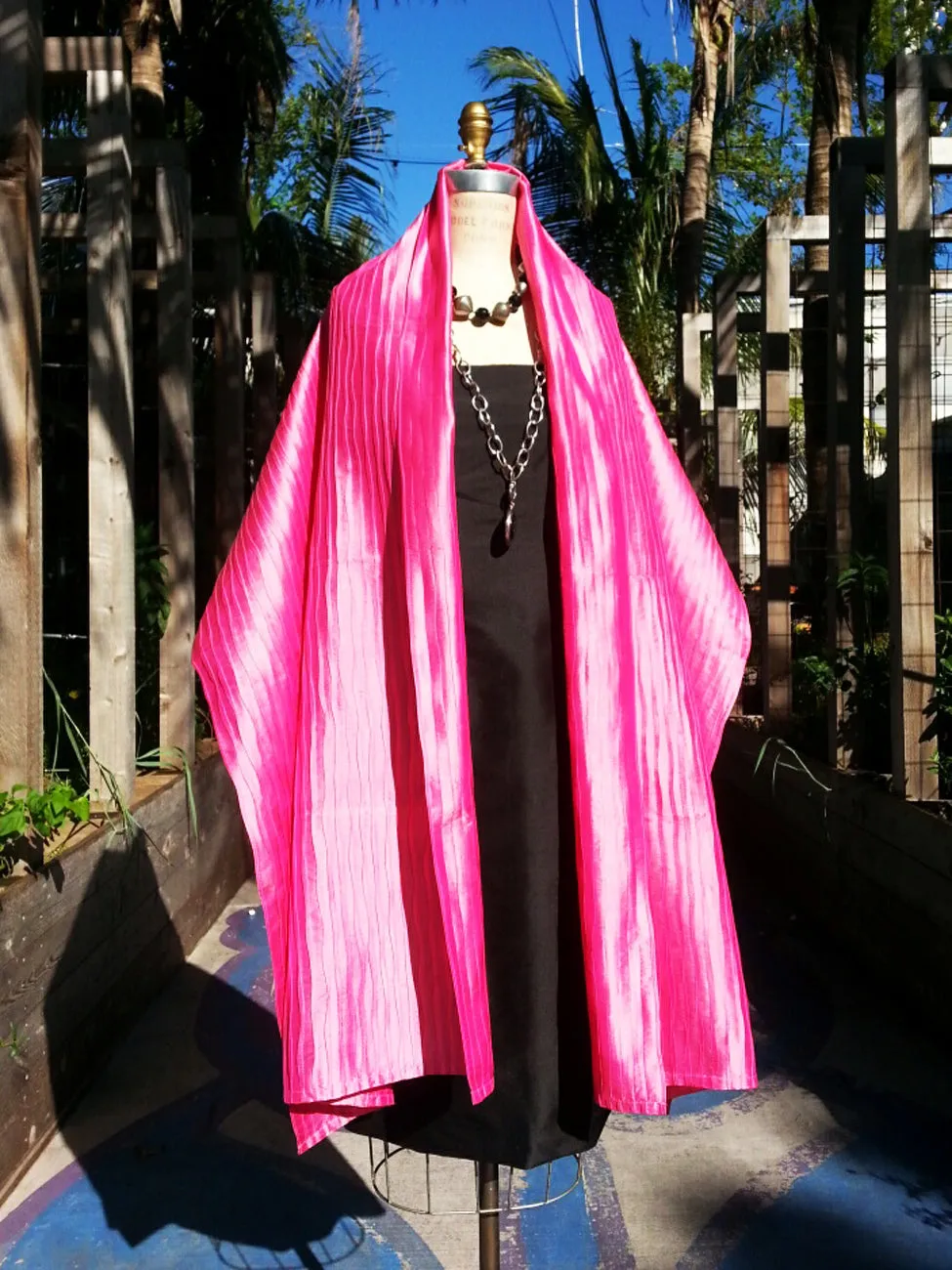 Thai Silk Pintuck Pleated Shawl Precious Pink