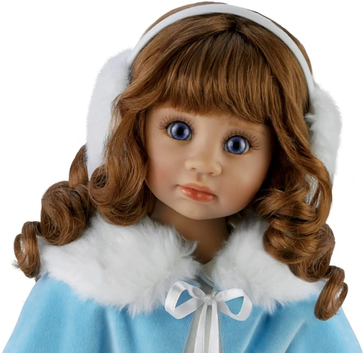 The Ashton - Drake Galleries Victoria Child Girl Doll in Winter Ensemble Hand Painted and Handcrafted of Fine Artisan Vinyl with Lush Cape Trimmed in Faux Fur by Master Doll Artist Angela Sutter 25"-inches